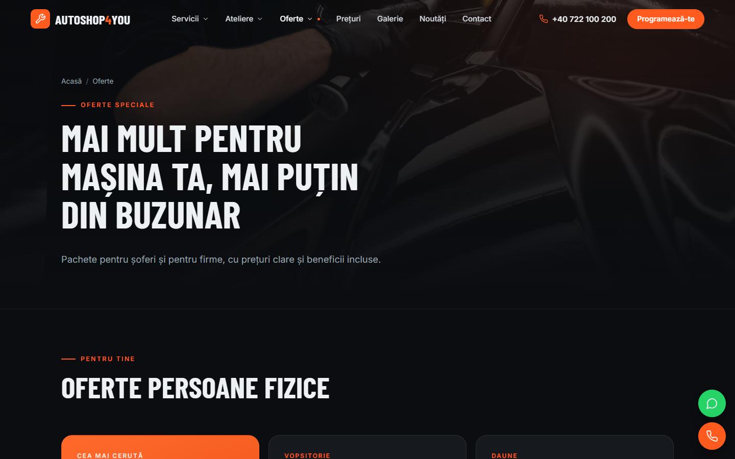 Site-ul AutoShop4You: ofertele