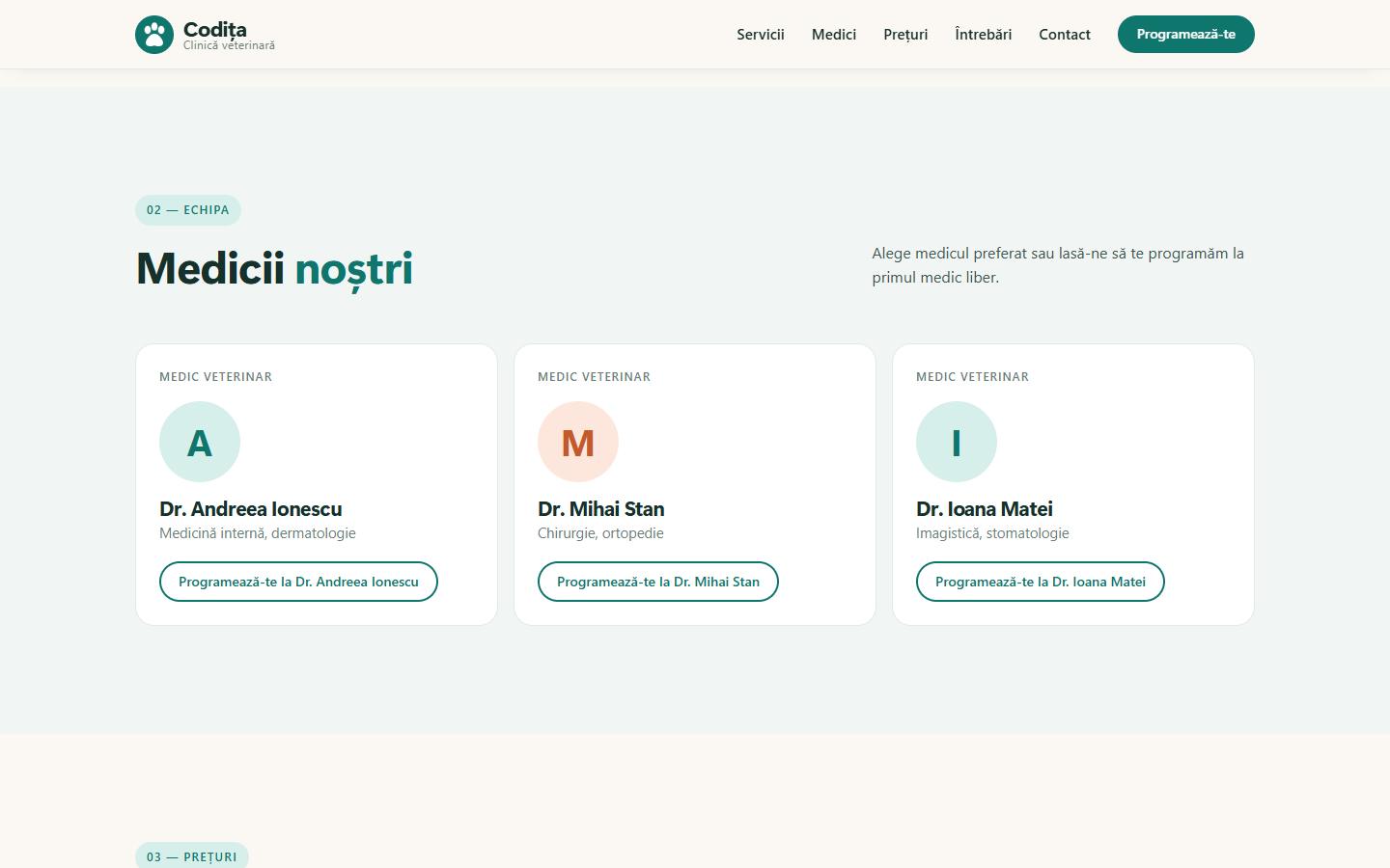 Site-ul Codița: medicii