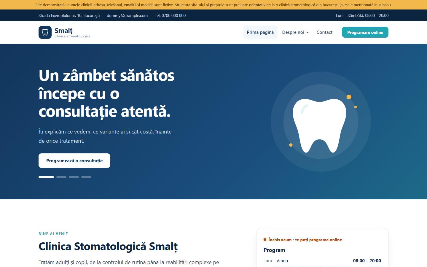 Site-ul Smalț: prima pagină