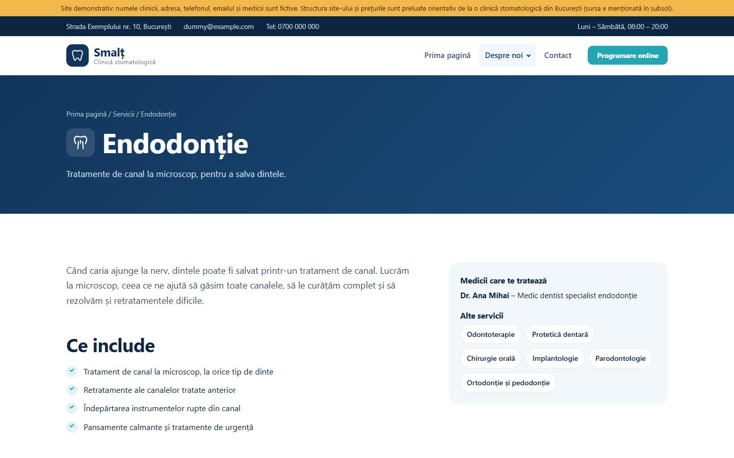 Site-ul Smalț: pagina unui tratament
